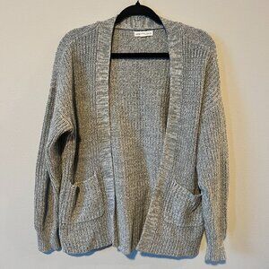 Aeropostale Gray and White Cardigan Open Front Dual Pocket Size Small